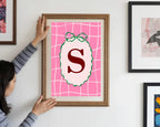 Personalised Pink Check Snowman Forever Print | Double Sided - Larosier Prints