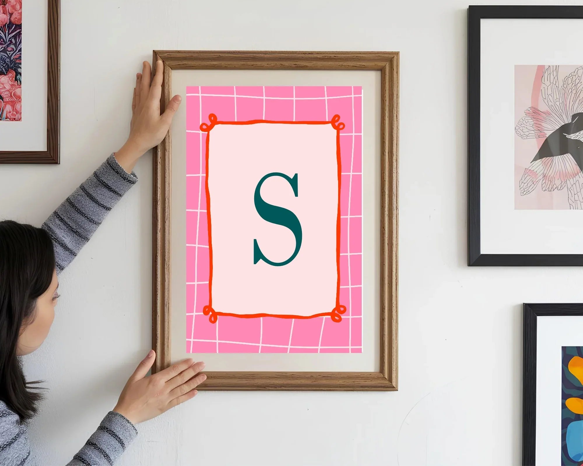 Personalised Christmas Pink Check Forever Print | Double Sided - Larosier Prints