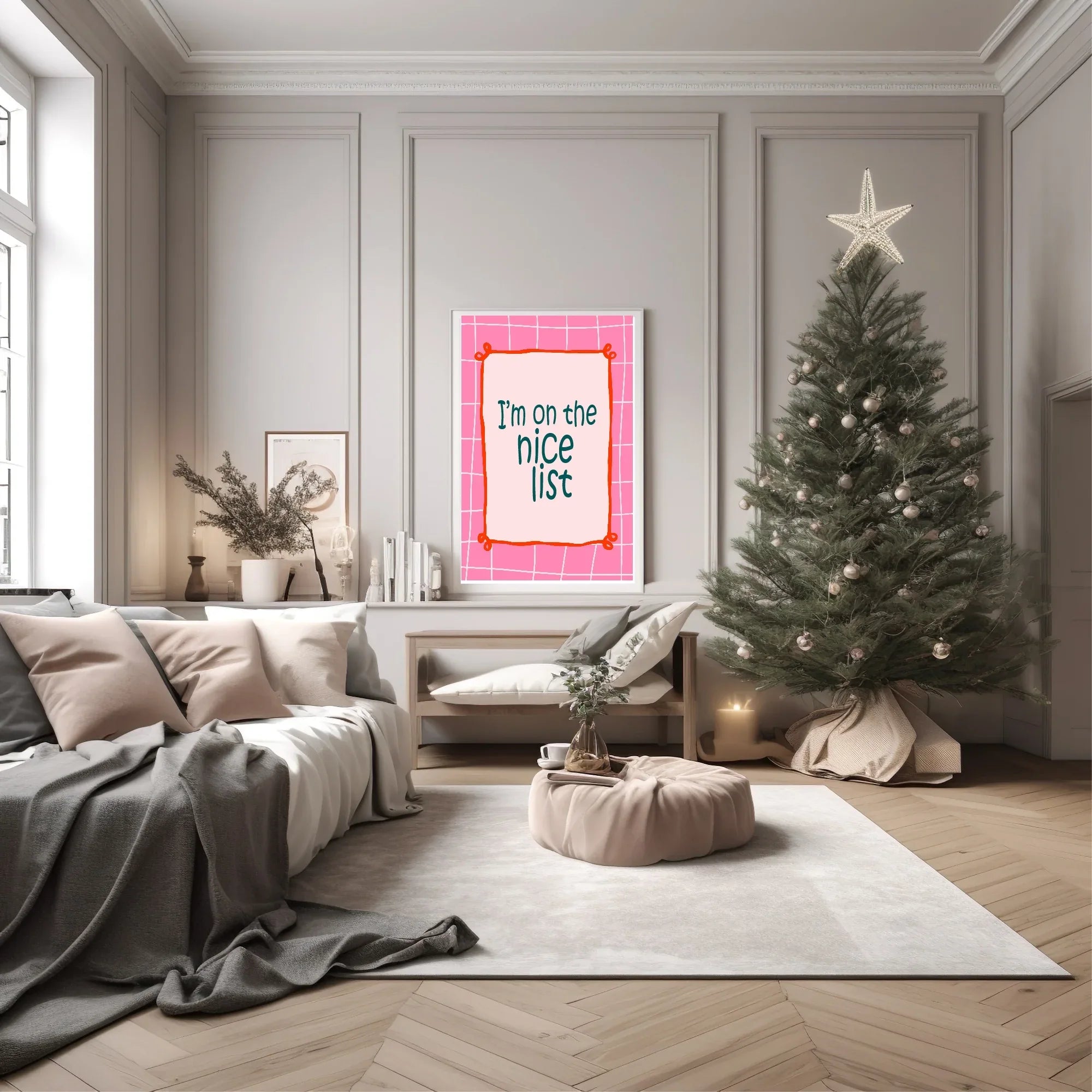 Christmas Pink Check Letter to Santa Kit inc Personalised Forever Print - Larosier Prints