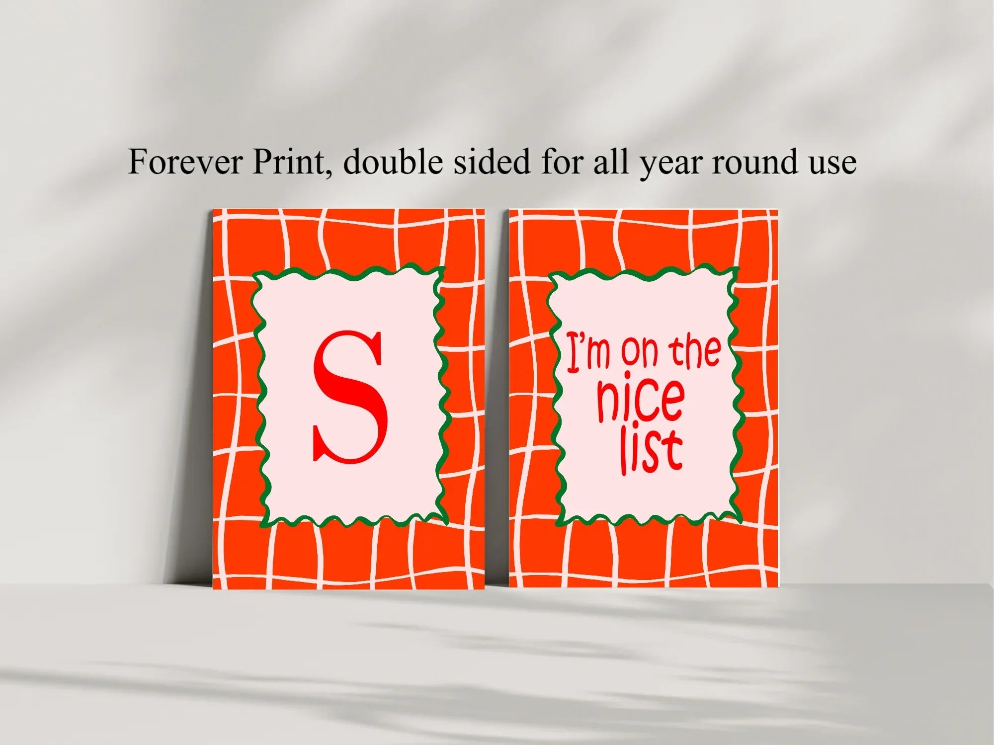 Personalised Christmas Red Check Forever Print | Double Sided - Larosier Prints