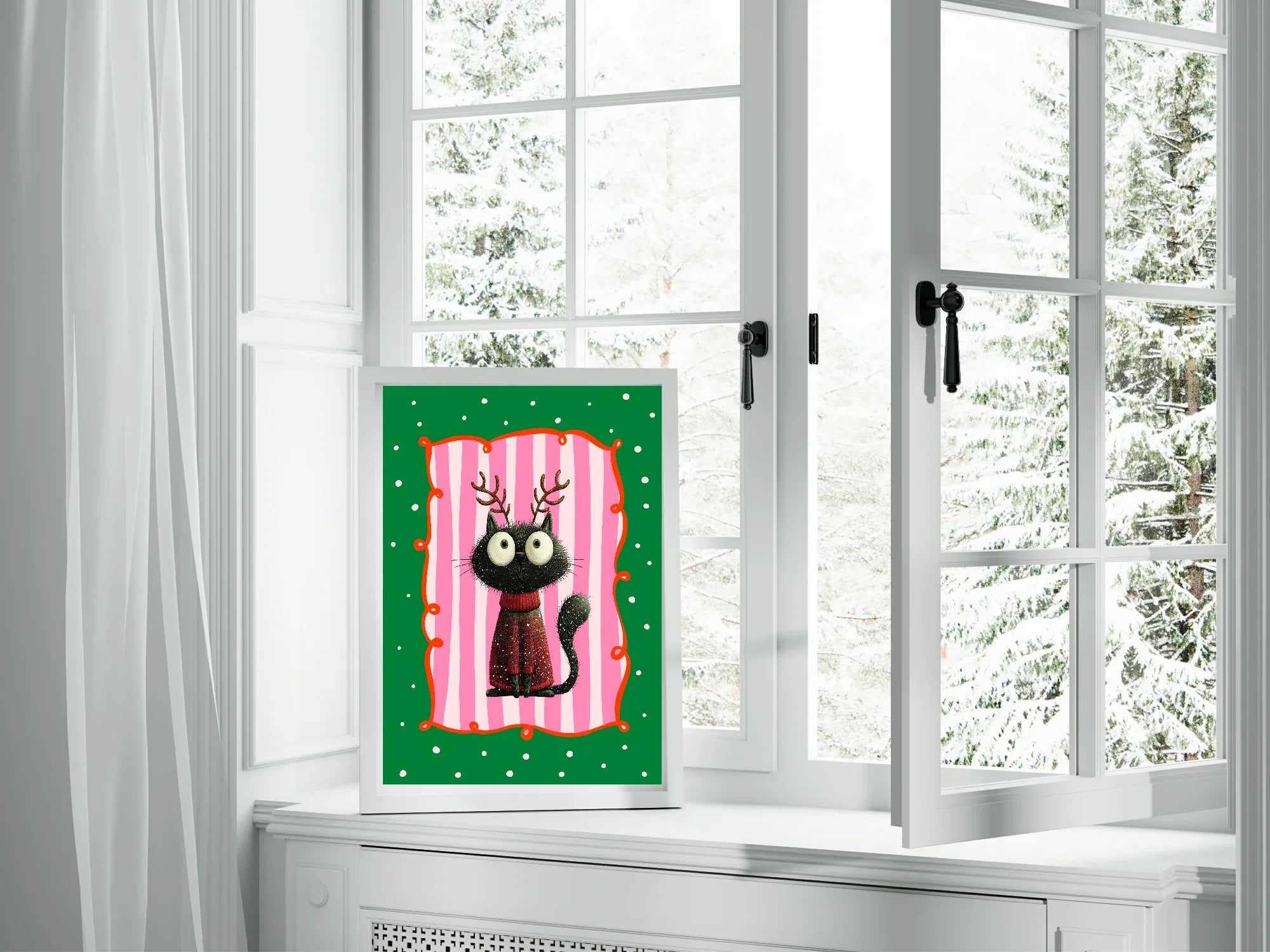 Personalised Christmas Cat Forever Print | Double Sided - Larosier Prints