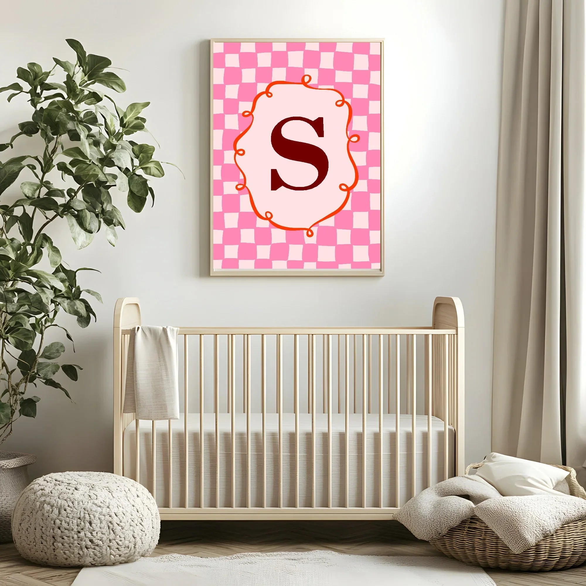 Personalised Pink Check Santa Forever Print | Double Sided - Larosier Prints