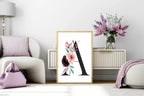 Blush & Burgundy Gold Floral Personalised Initial Print - Larosier Prints