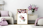 Blush & Burgundy Floral Framed Personalised Initial Print - Larosier Prints