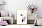 Blush & Burgundy Floral Framed Personalised Name Print - Larosier Prints
