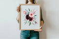 Blush Pink & Burgundy Bouquet | Cosy Modern Wall Art - Larosier Prints