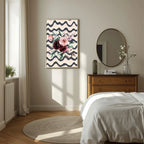 Blush Pink & Burgundy Bouquet On Wavy Background | Cosy Modern Wall Art - Larosier Prints