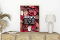 Burgundy Leaves & Camera Print | Cosy Modern Wall Art - Larosier Prints