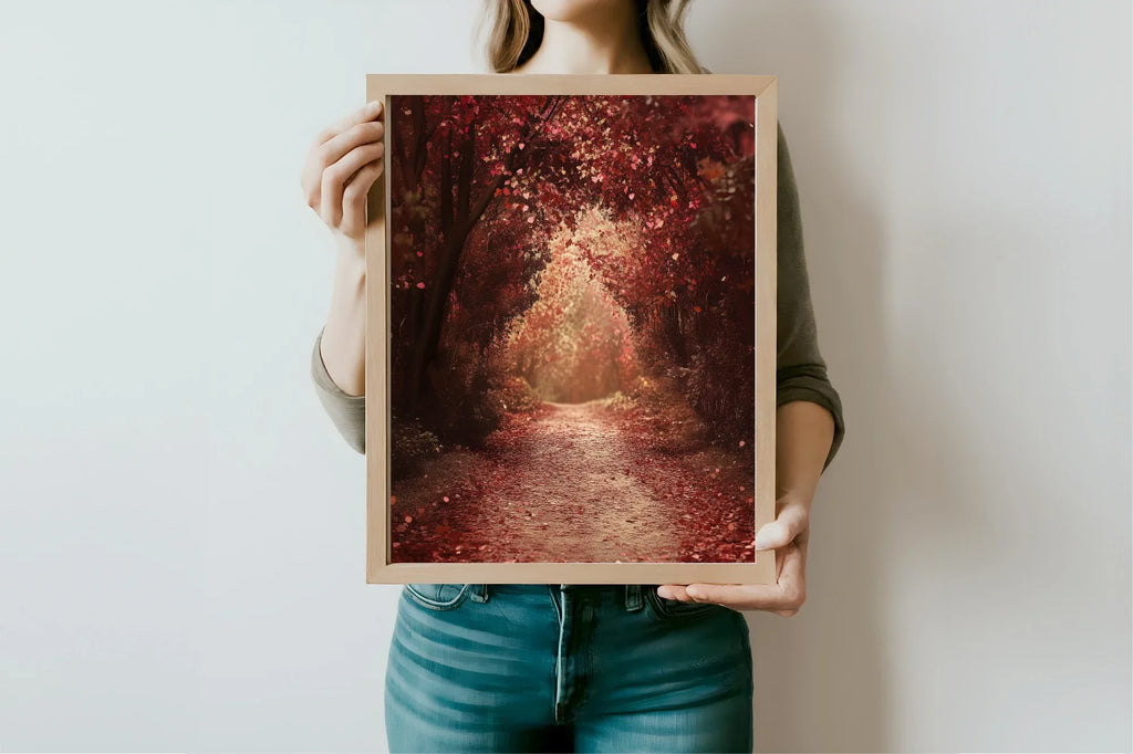 Burgundy Forest Print | Cosy Modern Wall Art - Larosier Prints