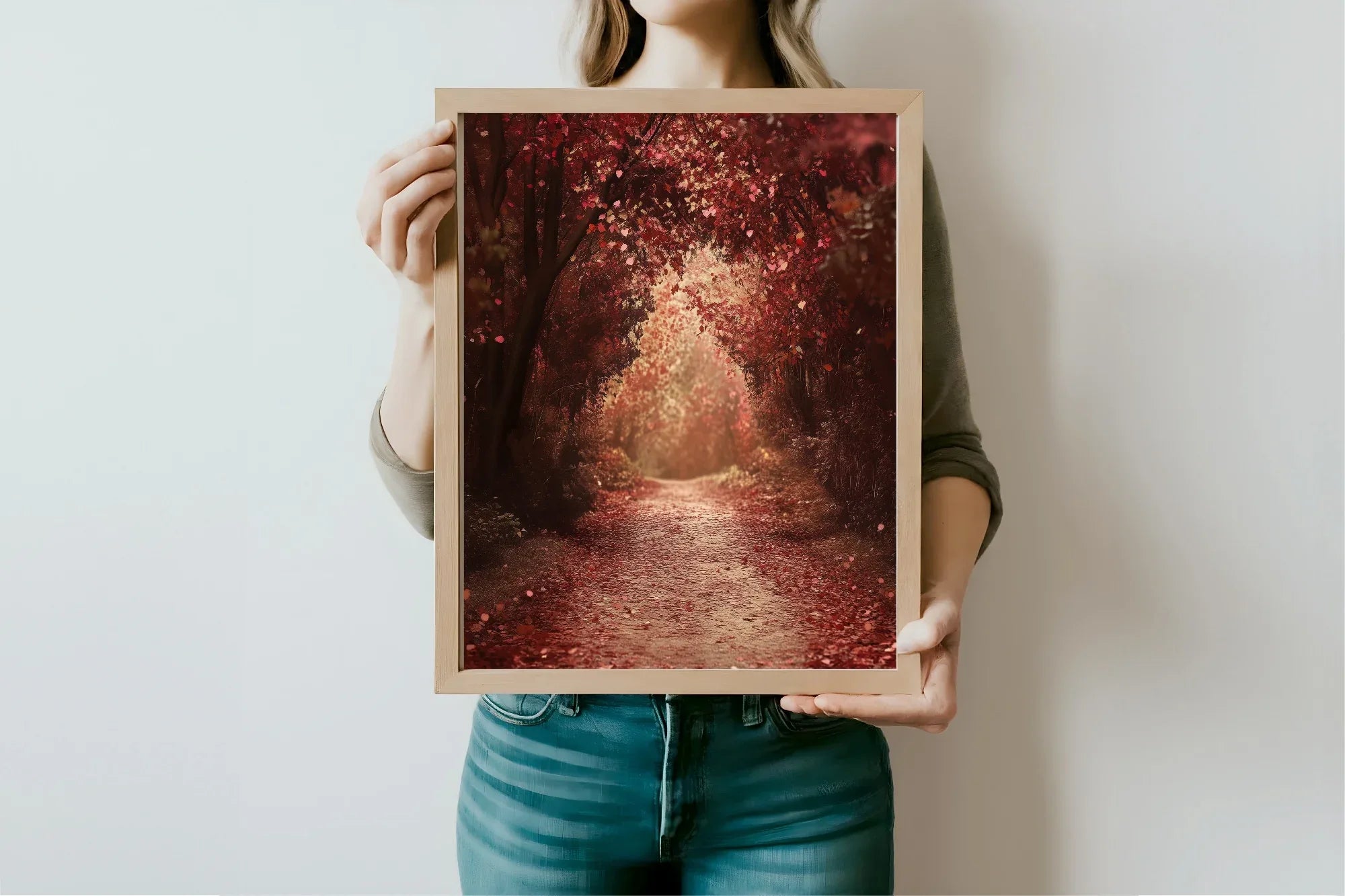 Burgundy Forest Print | Cosy Modern Wall Art - Larosier Prints