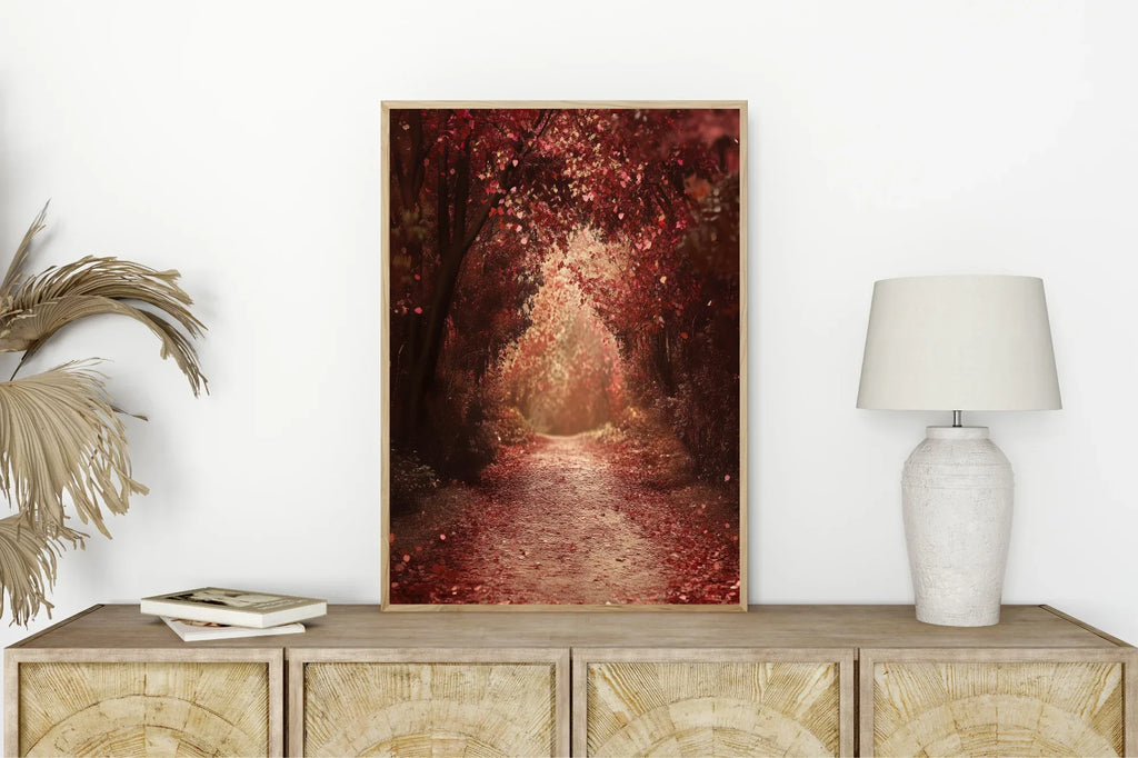 Burgundy Forest Print | Cosy Modern Wall Art - Larosier Prints
