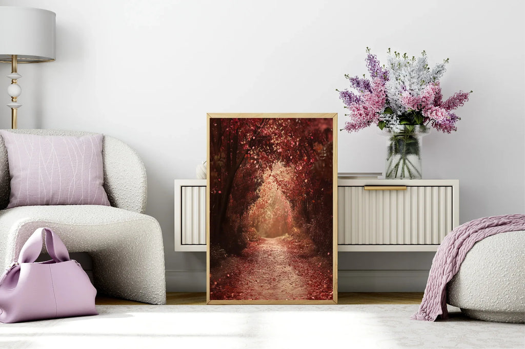 Burgundy Forest Print | Cosy Modern Wall Art - Larosier Prints