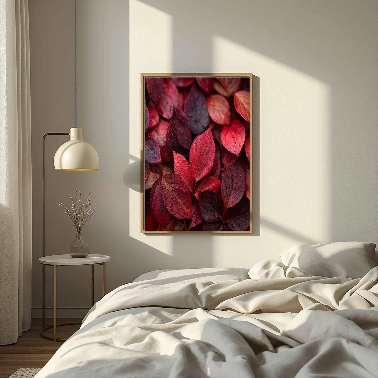 Burgundy Leaves Print | Cosy Modern Wall Art