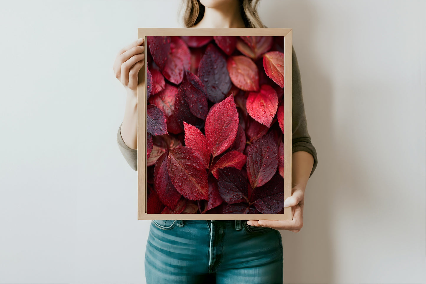 Burgundy Leaves Print | Cosy Modern Wall Art