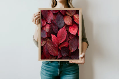 Burgundy Leaves Print | Cosy Modern Wall Art
