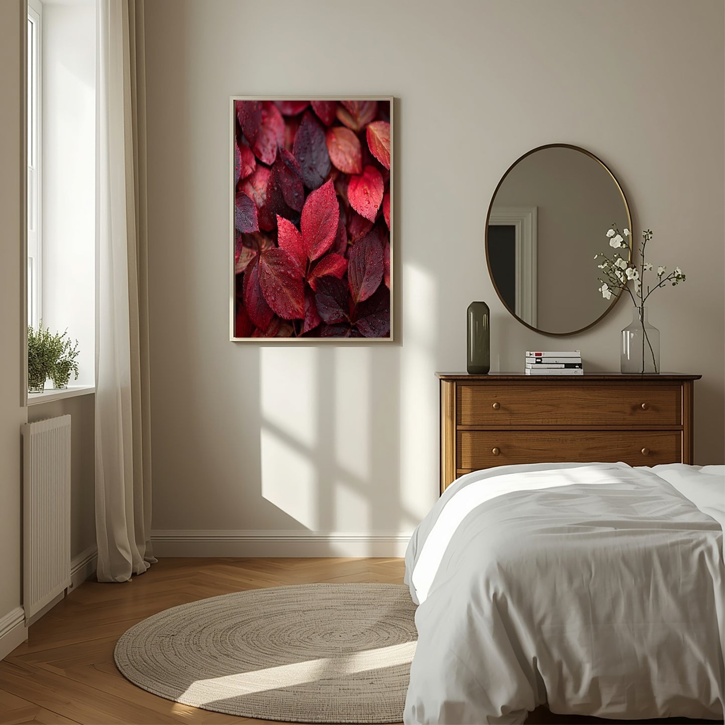 Burgundy Leaves Print | Cosy Modern Wall Art