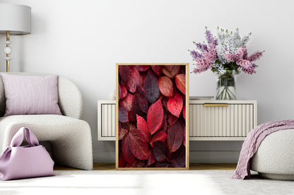 Burgundy Leaves Print | Cosy Modern Wall Art
