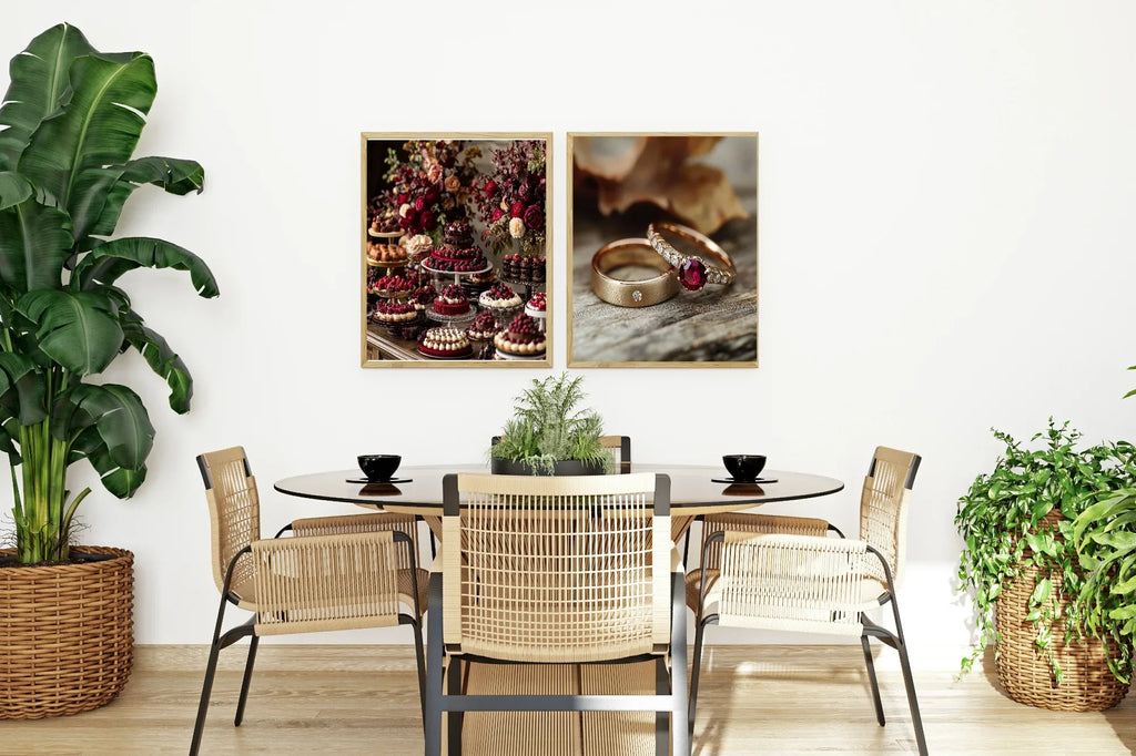 Burgundy Cake Table Print | Cosy Modern Wall Art - Larosier Prints