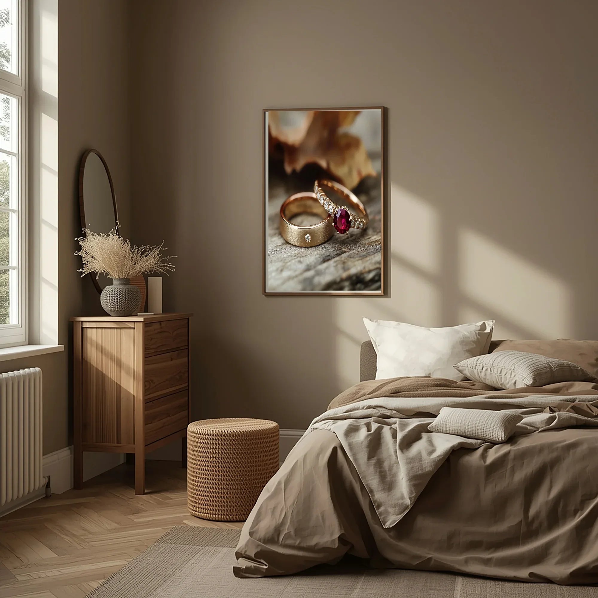 Burgundy Rings Print | Cosy Modern Wall Art - Larosier Prints