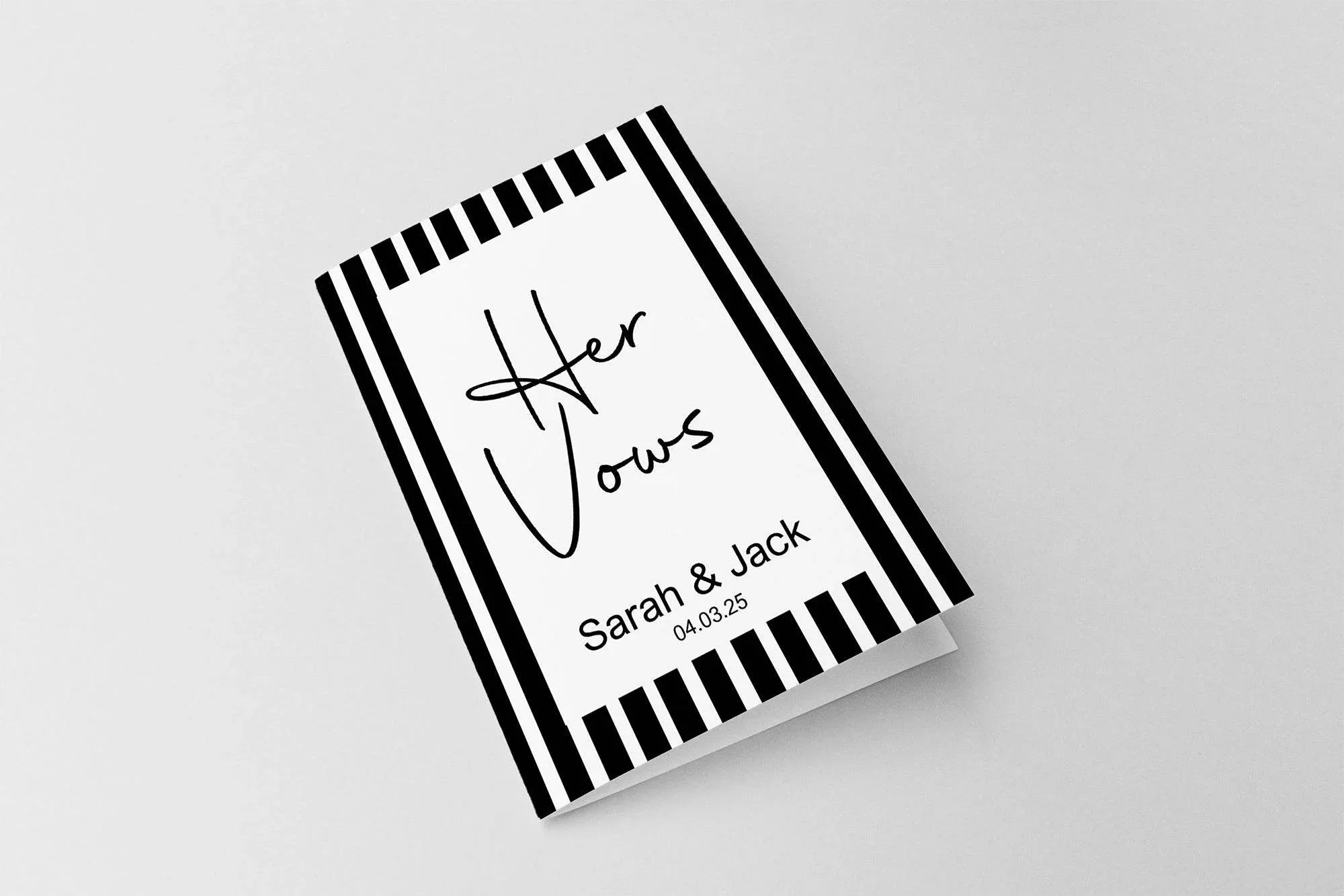 Black & White Stripe Set Of Two Wedding Vow Books - Larosier Prints