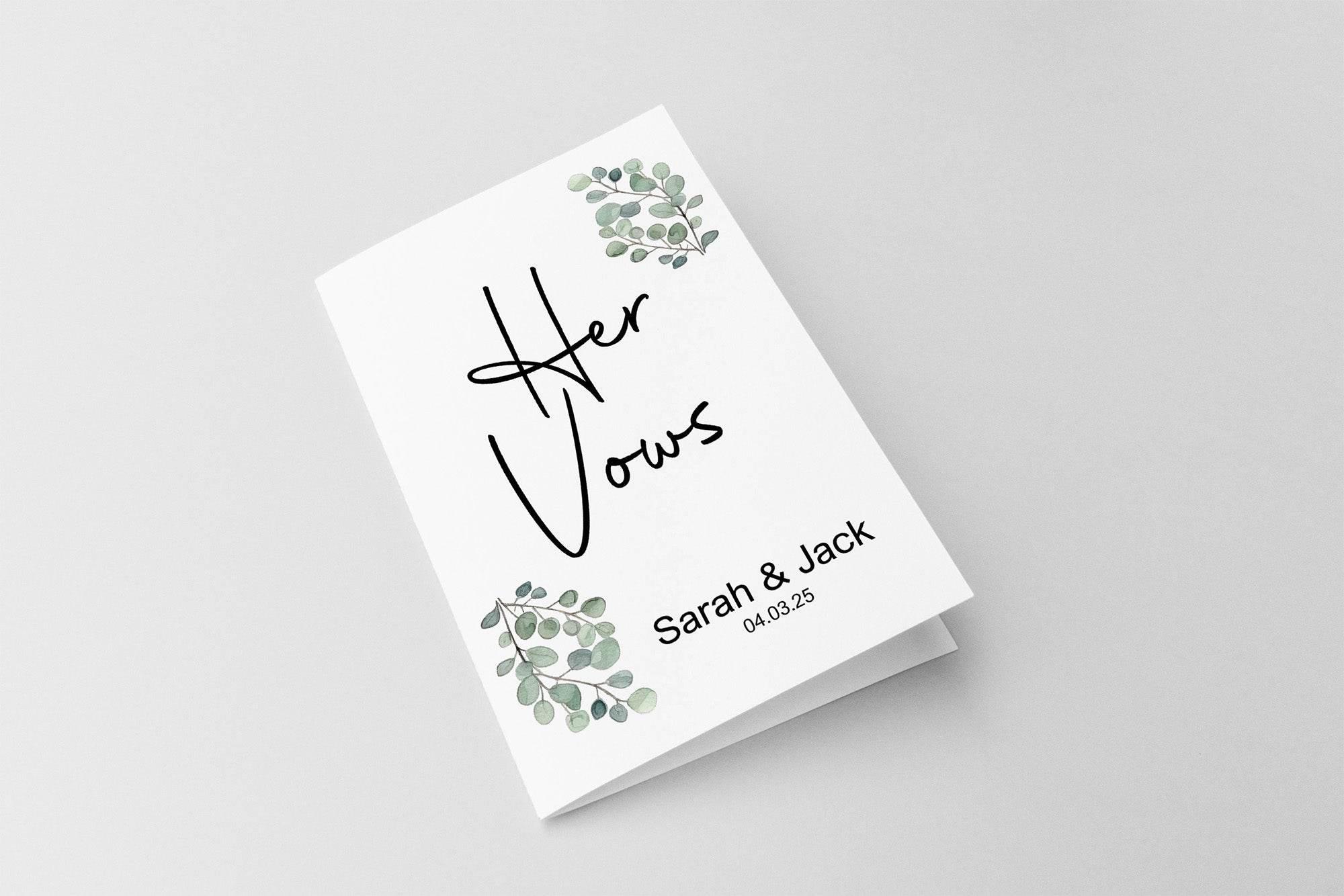 Eucalyptus Set Of Two Wedding Vow Books - Larosier Prints