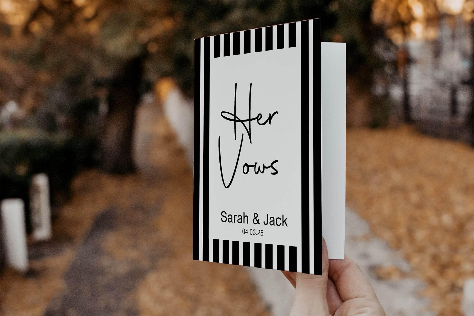 Black & White Stripe Set Of Two Wedding Vow Books - Larosier Prints