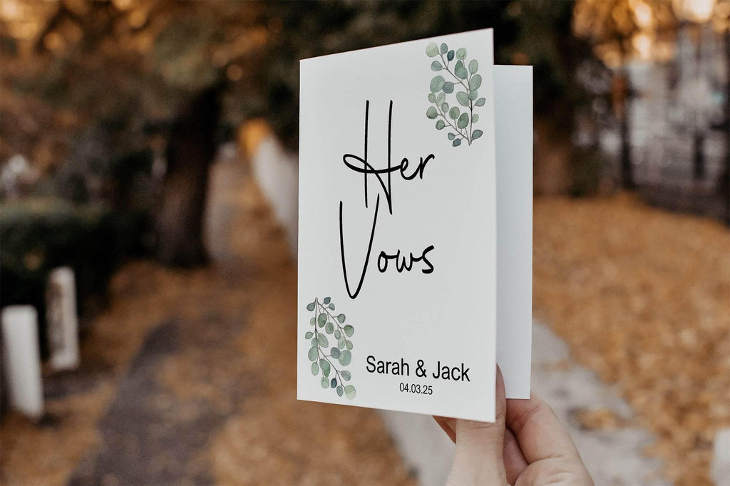 Eucalyptus Set Of Two Wedding Vow Books - Larosier Prints