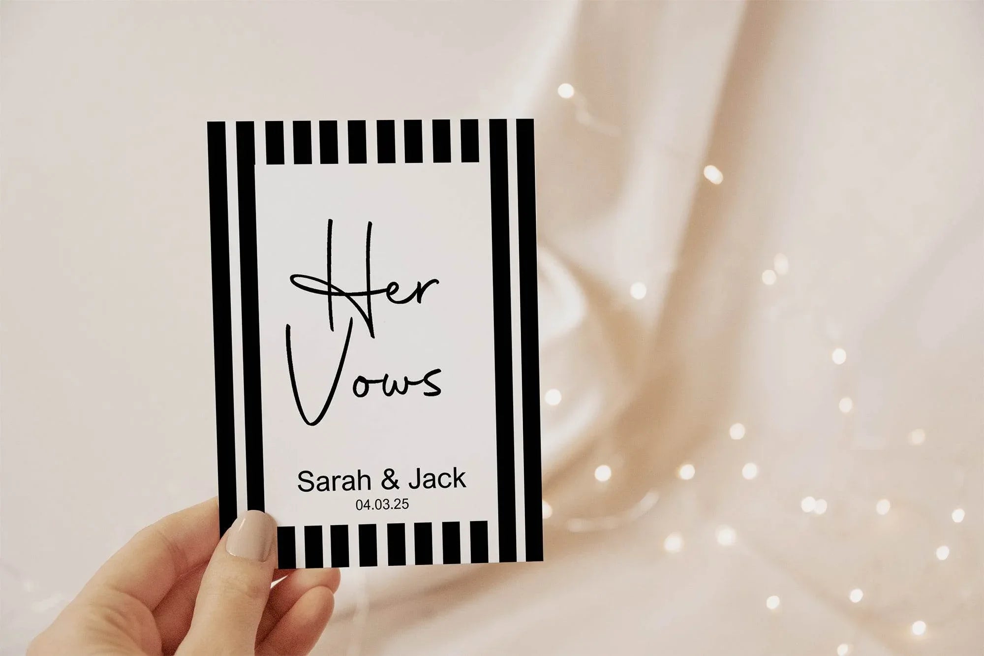 Black & White Stripe Set Of Two Wedding Vow Books - Larosier Prints