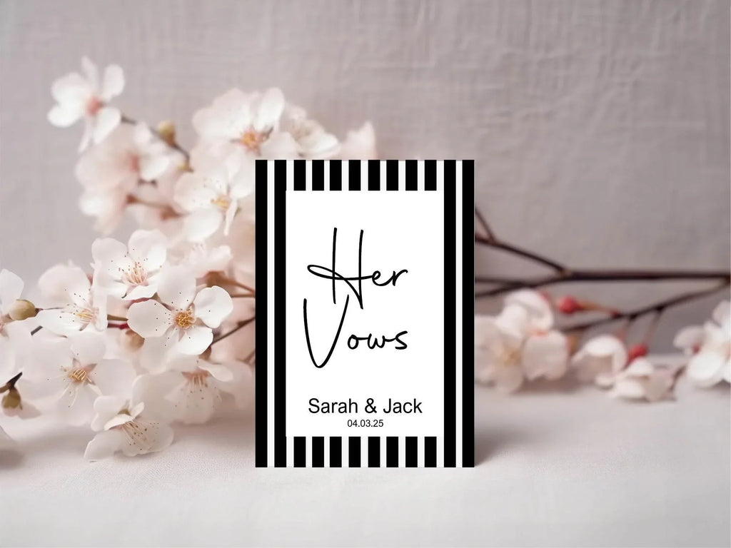 Black & White Stripe Set Of Two Wedding Vow Books - Larosier Prints