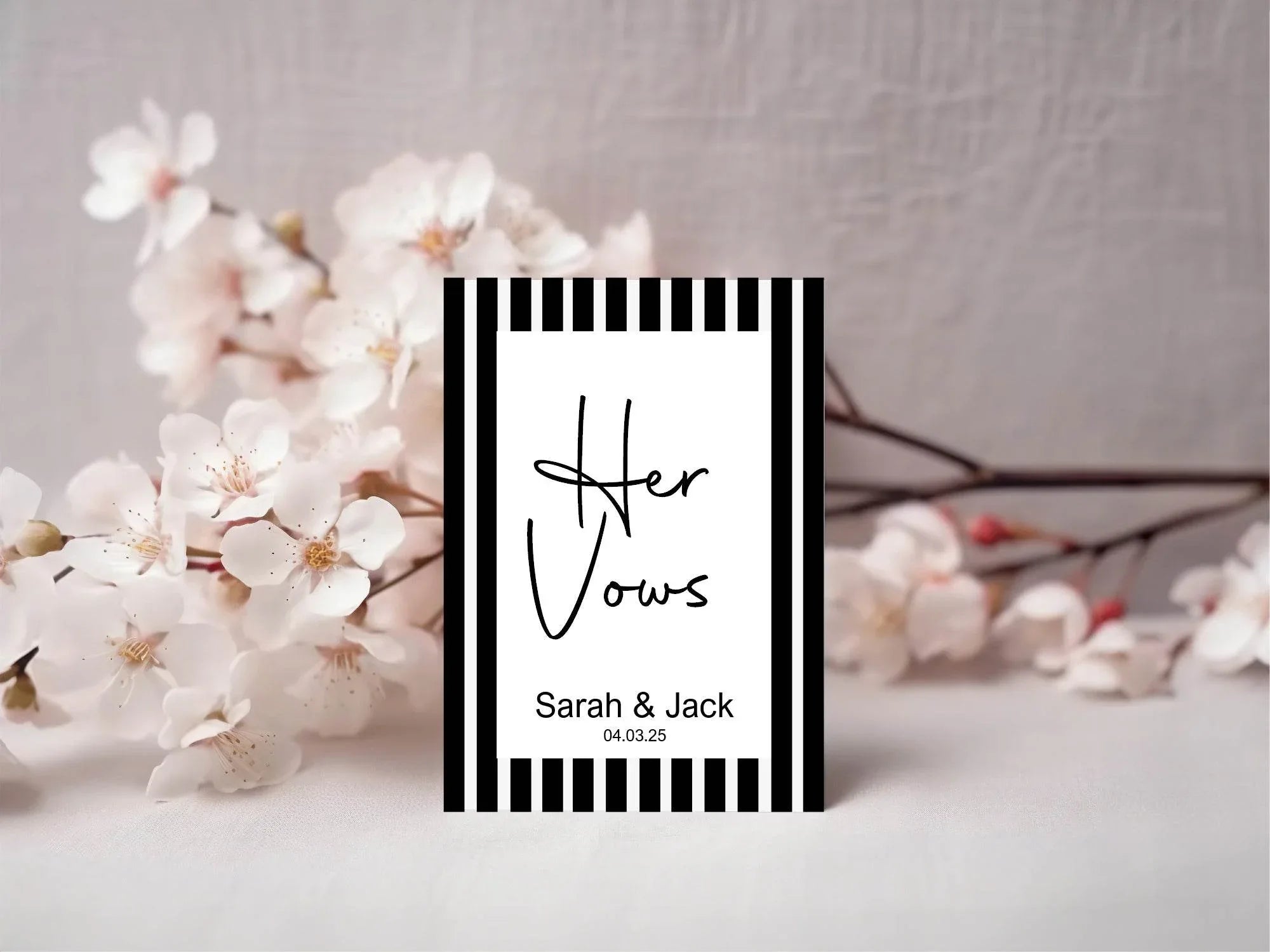 Black & White Stripe Set Of Two Wedding Vow Books - Larosier Prints