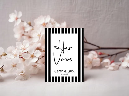 Black & White Stripe Set Of Two Wedding Vow Books