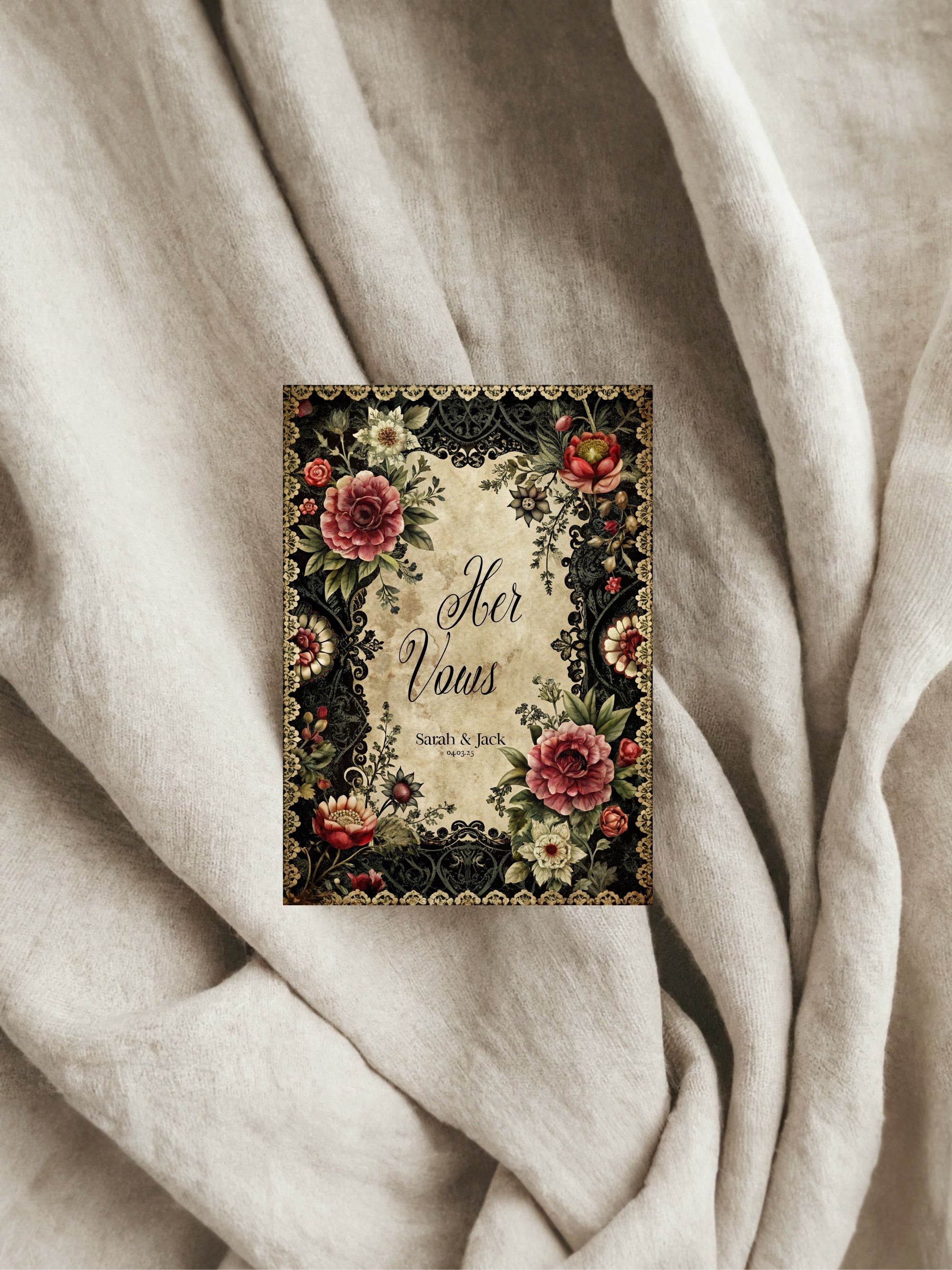 Gothic Floral Wedding Vow Books Set Of 2