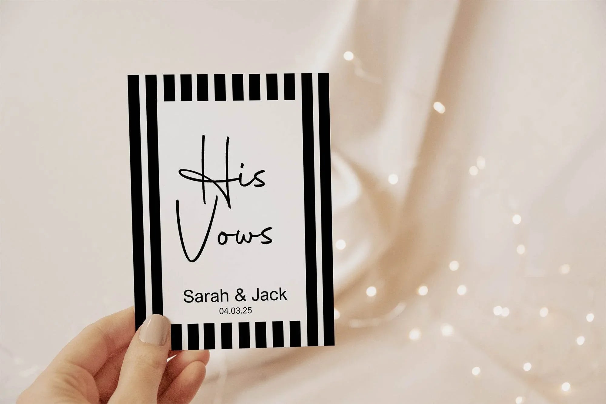 Black & White Stripe Set Of Two Wedding Vow Books - Larosier Prints