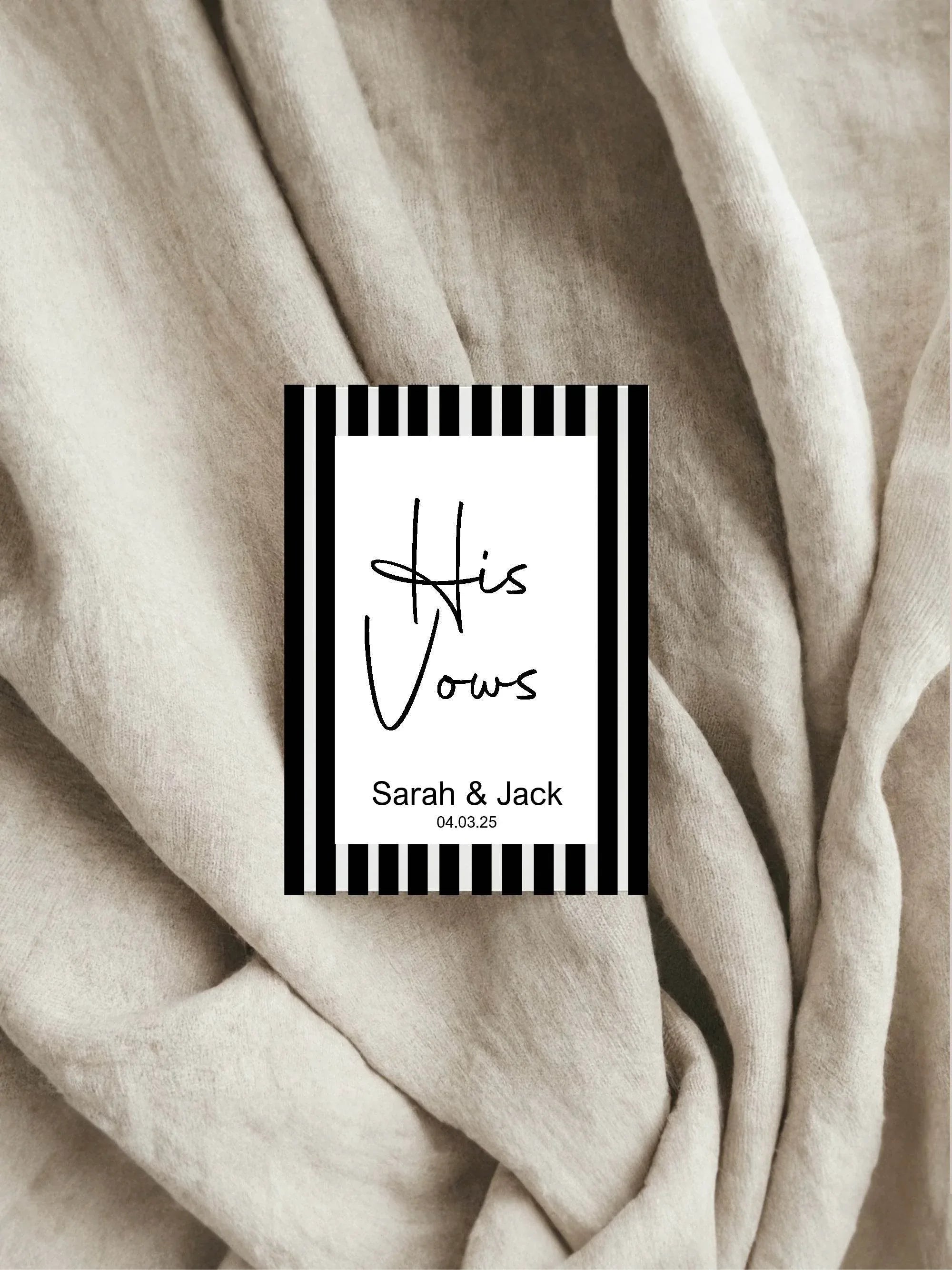 Black & White Stripe Set Of Two Wedding Vow Books - Larosier Prints