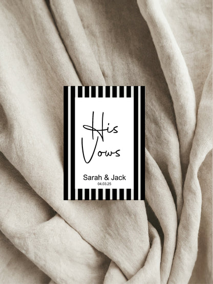 Black & White Stripe Set Of Two Wedding Vow Books