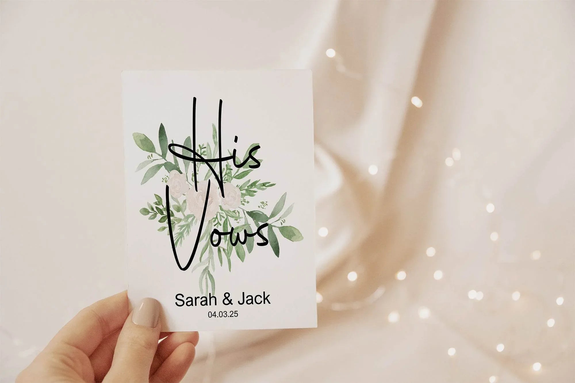 Green & White Rose Set Of Two Wedding Vow Books - Larosier Prints