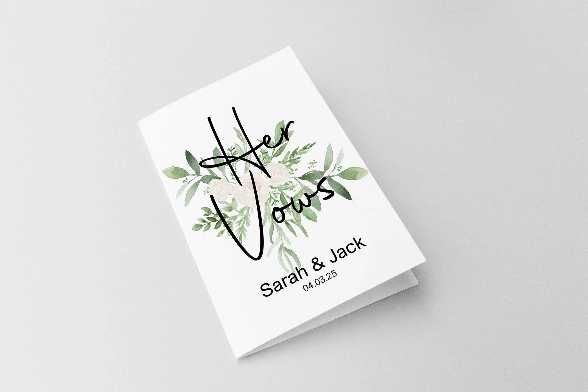 Green & White Rose Set Of Two Wedding Vow Books - Larosier Prints