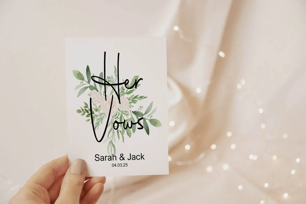 Green & White Rose Set Of Two Wedding Vow Books - Larosier Prints