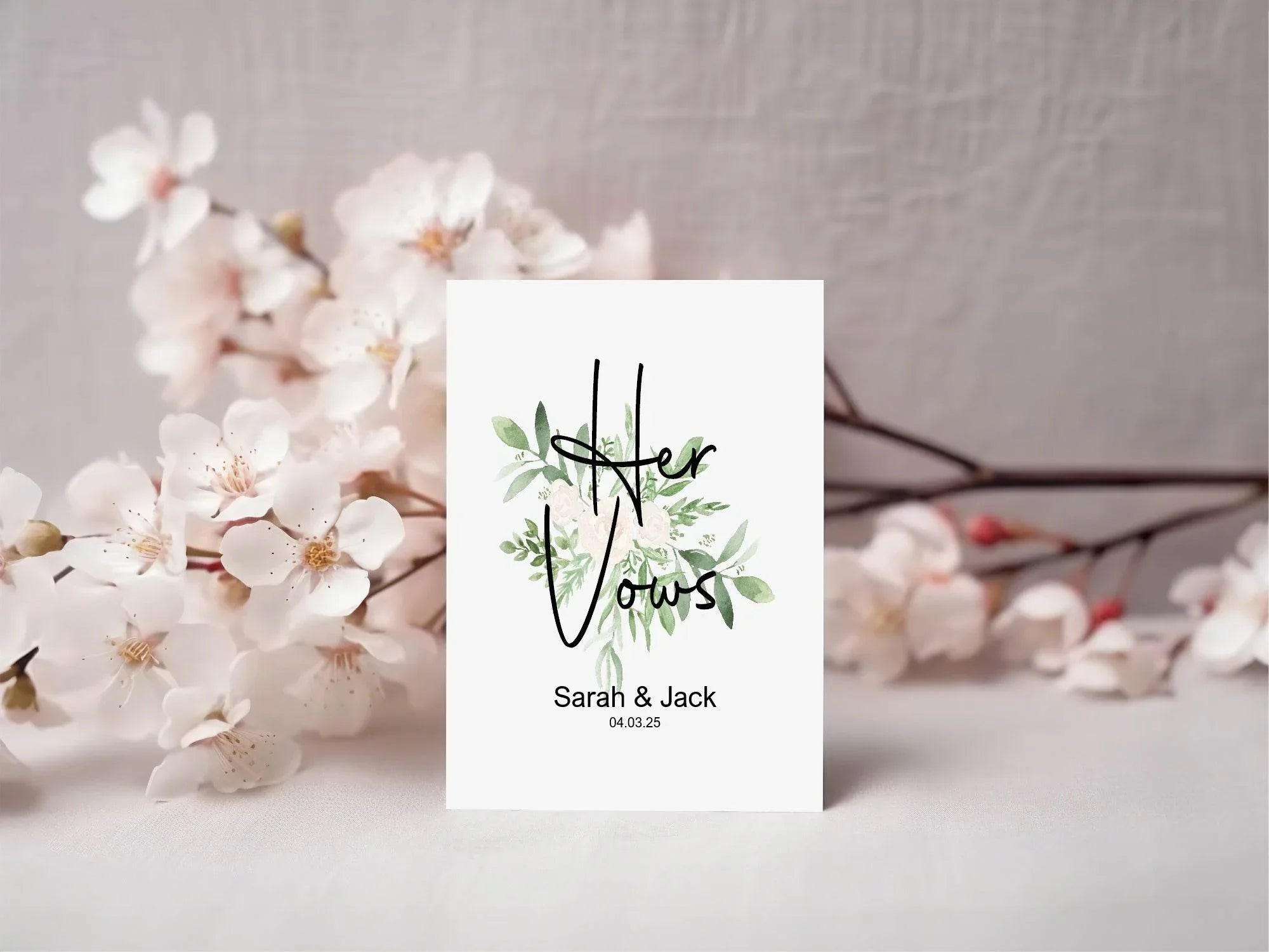 Green & White Rose Set Of Two Wedding Vow Books - Larosier Prints