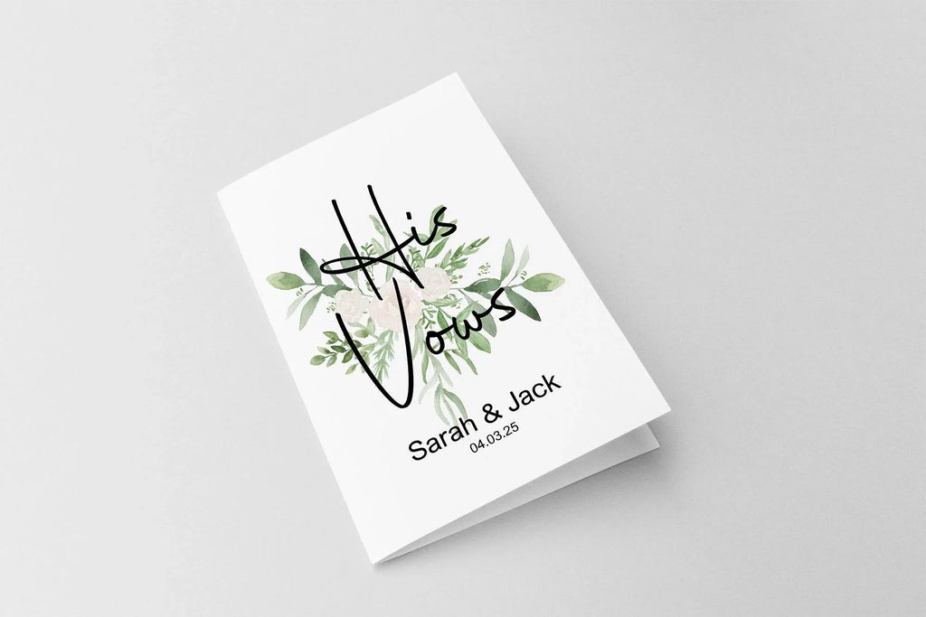 Green & White Rose Set Of Two Wedding Vow Books - Larosier Prints