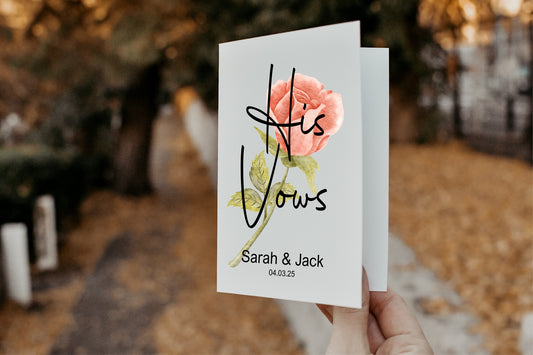 Pink Rose Set Of Two Wedding Vow Books