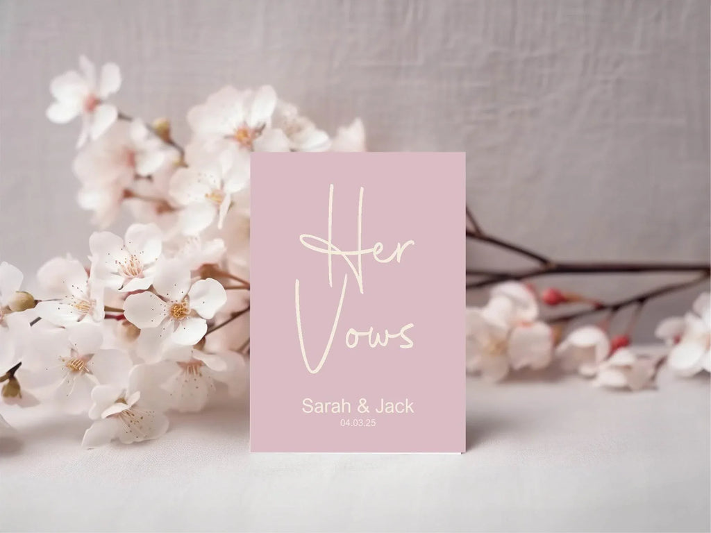 Dusky Pink Set Of Two Wedding Vow Books - Larosier Prints