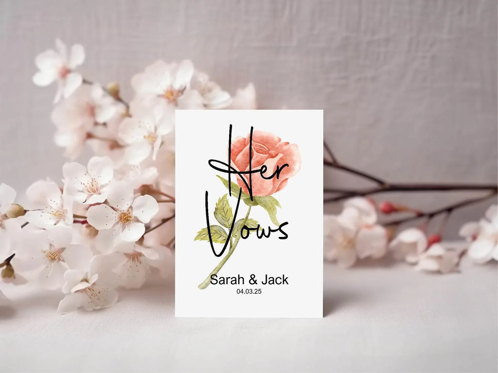 Pink Rose Set Of Two Wedding Vow Books - Larosier Prints