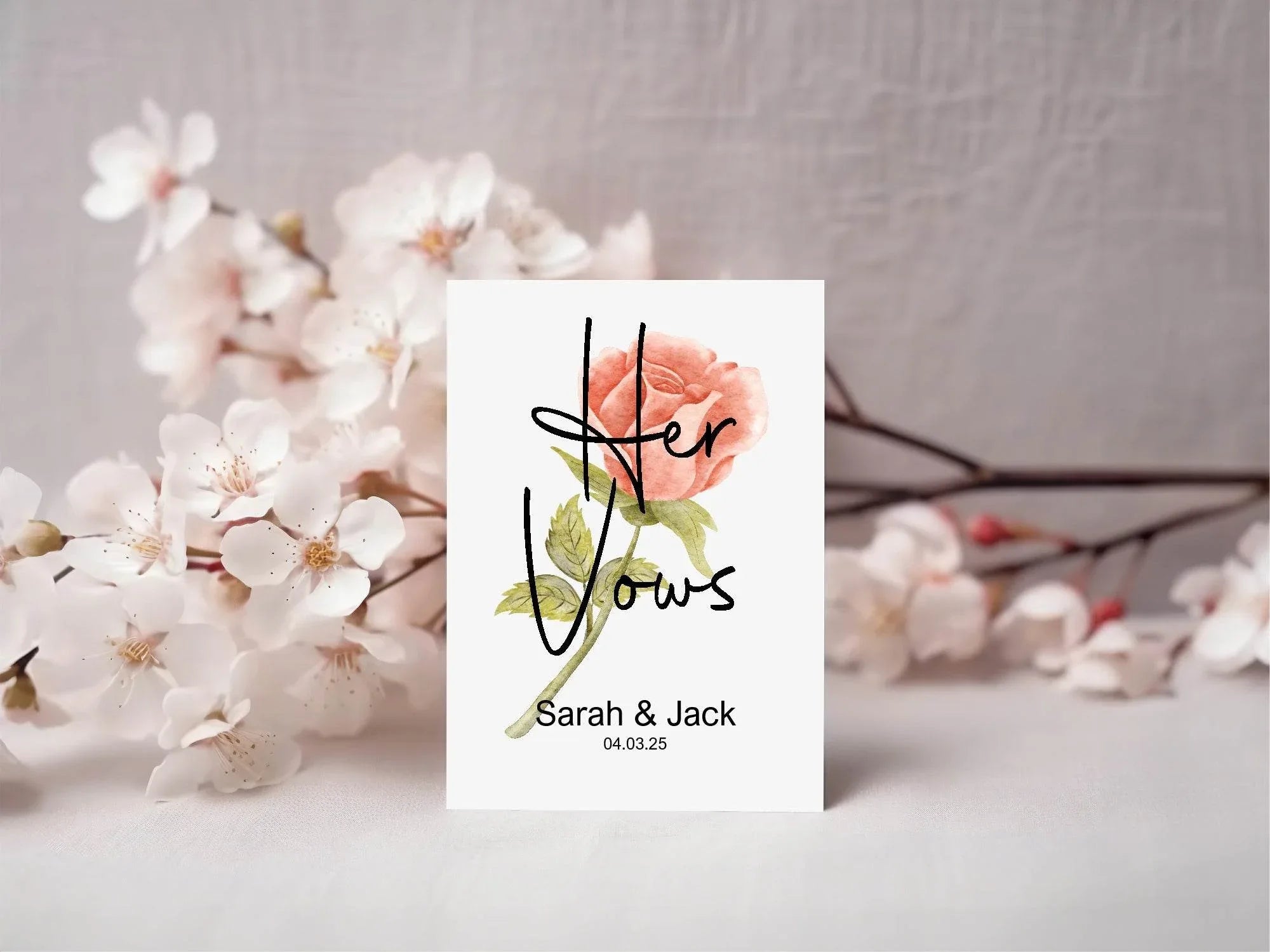 Pink Rose Set Of Two Wedding Vow Books - Larosier Prints