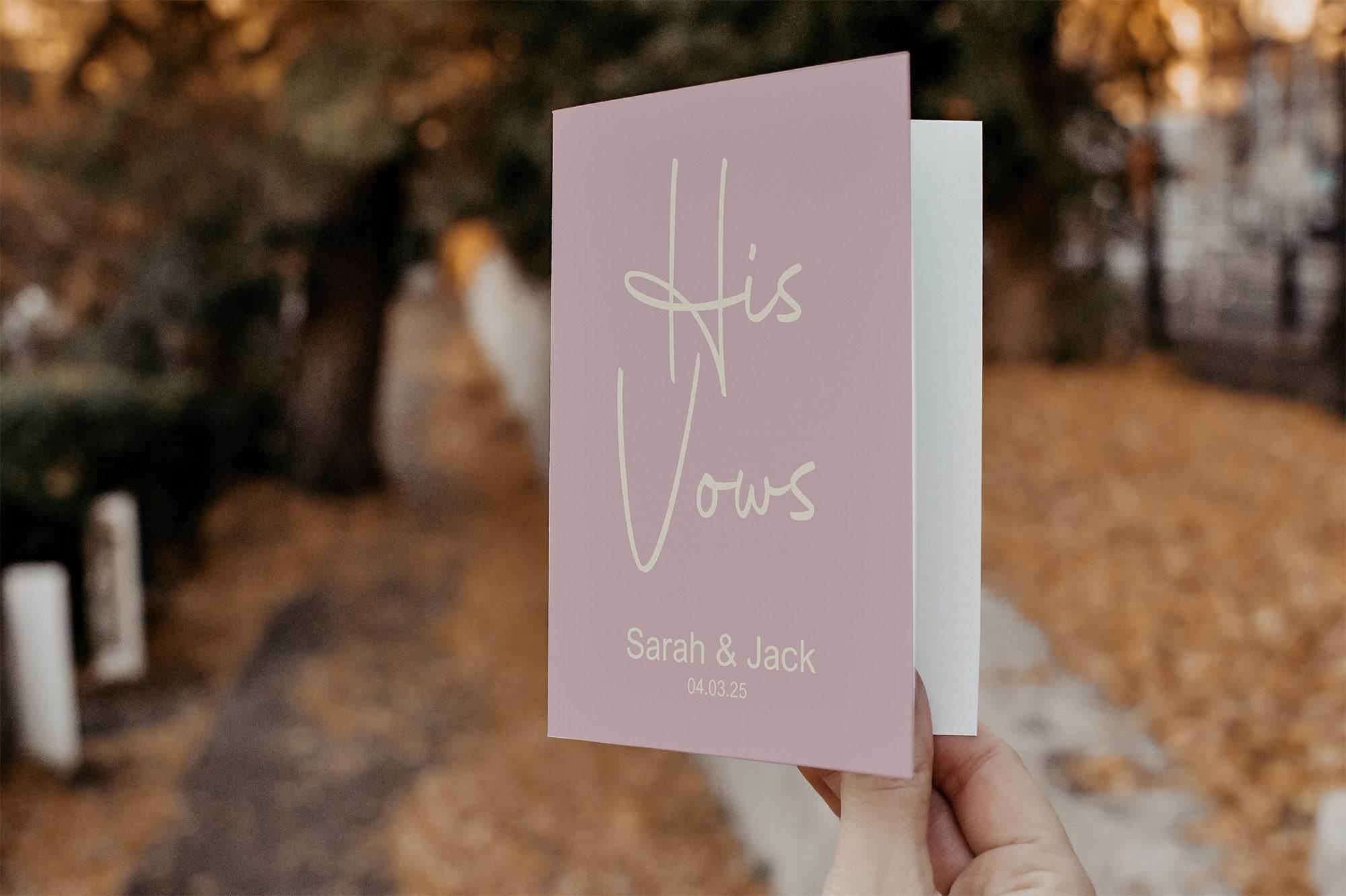 Dusky Pink Set Of Two Wedding Vow Books - Larosier Prints