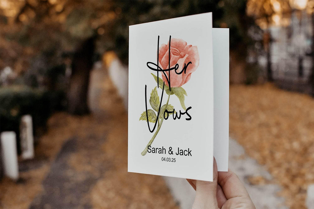 Pink Rose Set Of Two Wedding Vow Books - Larosier Prints