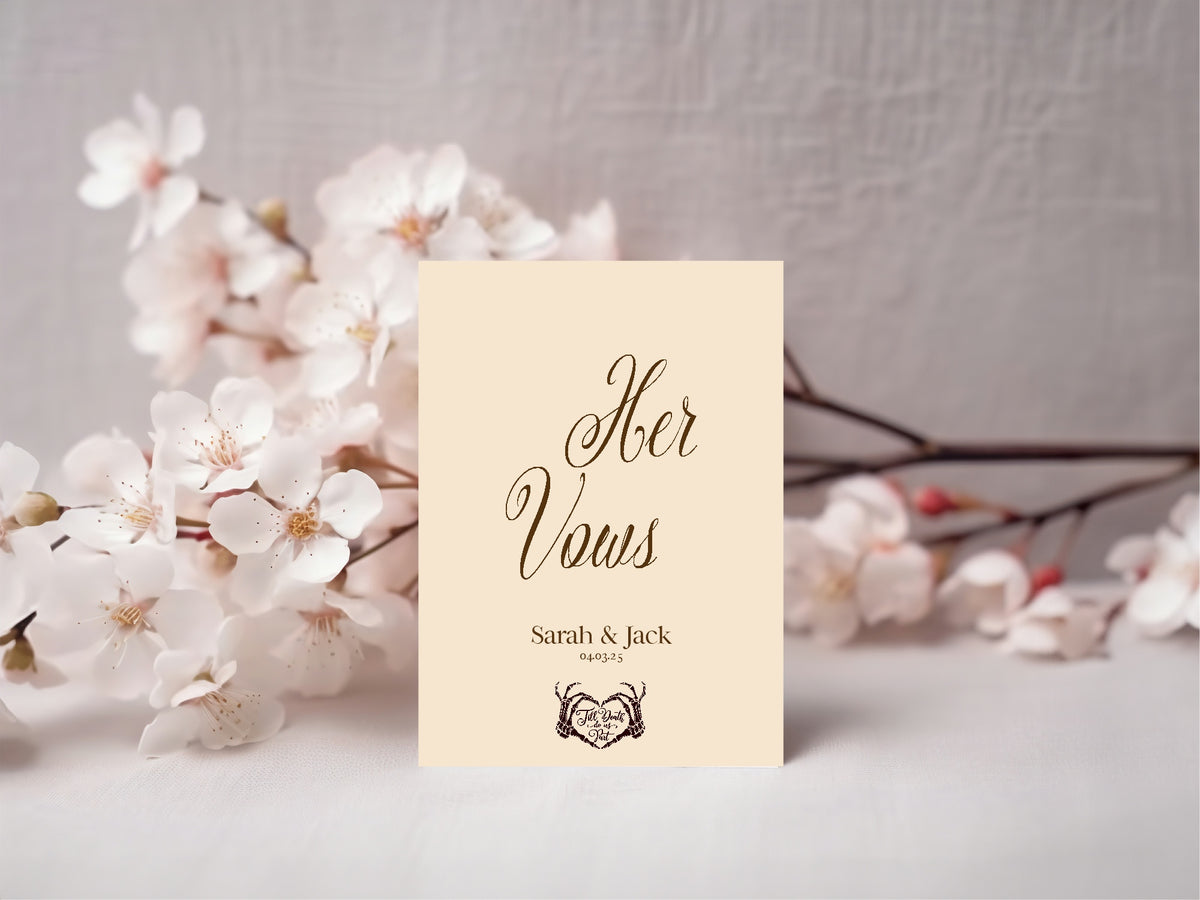 The Lovers Tarot Personalised Wedding Vow Books | Beige, White or Charcoal