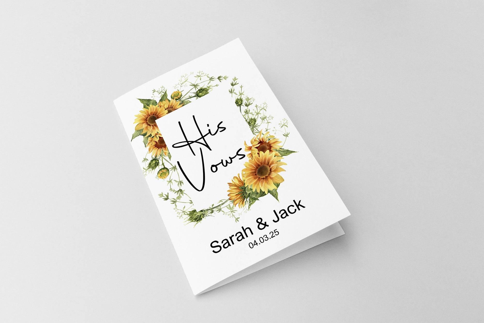 Sunflower Set Of Two Wedding Vow Books - Larosier Prints