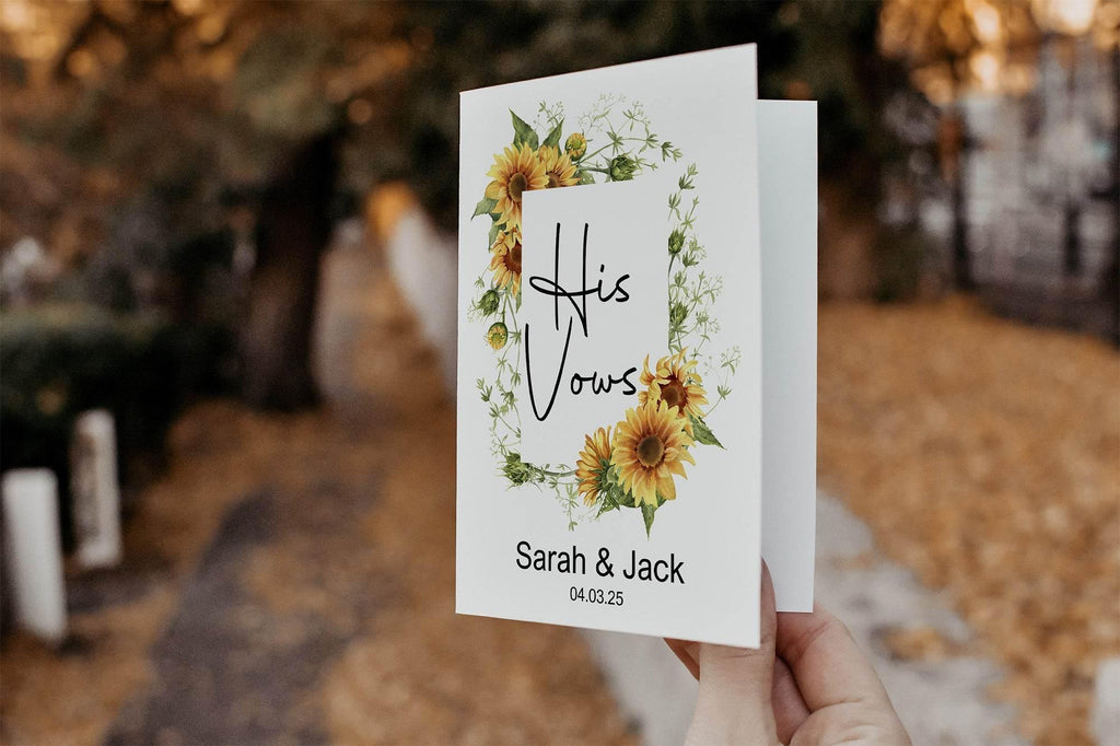 Sunflower Set Of Two Wedding Vow Books - Larosier Prints