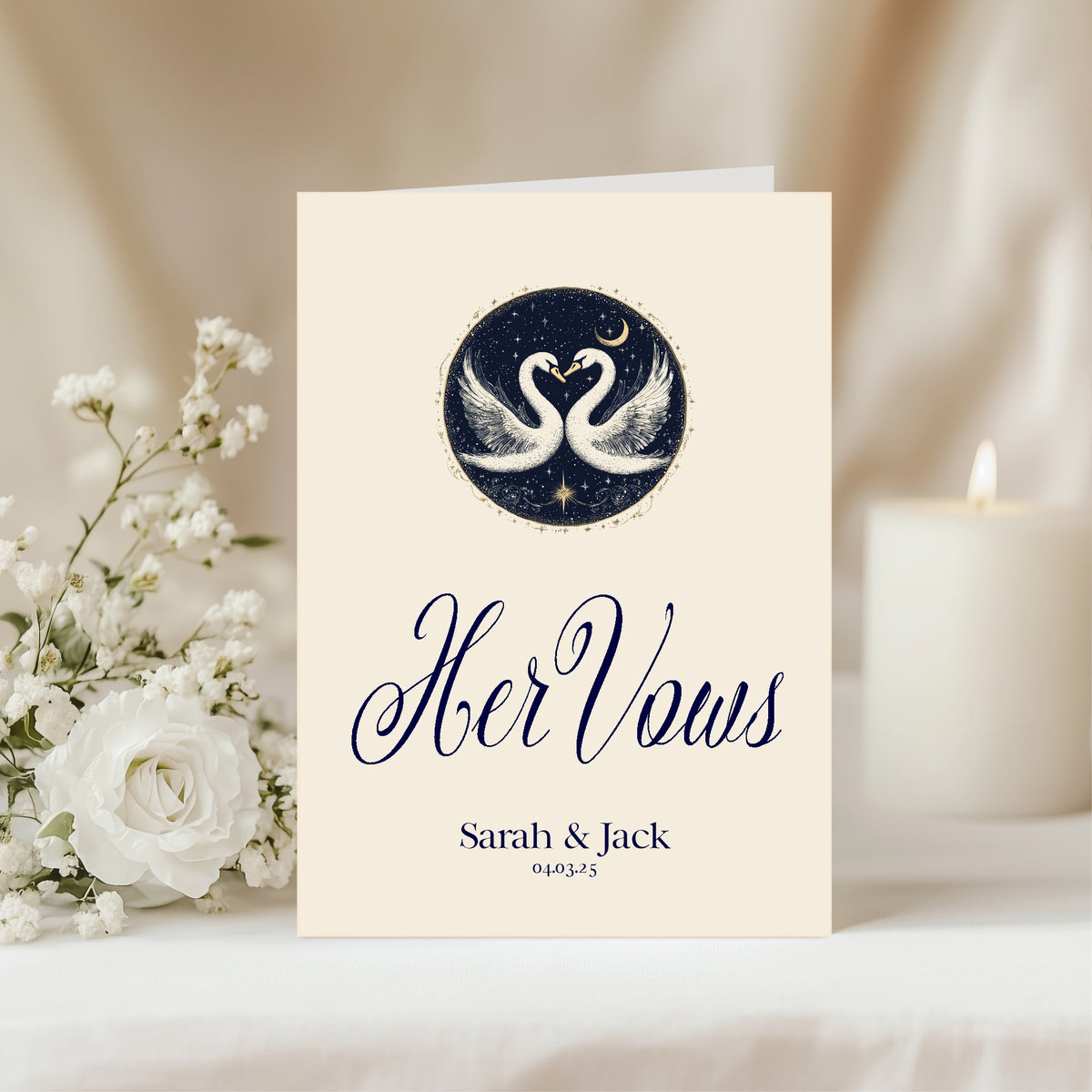 Celestial Swan wedding vow books detail